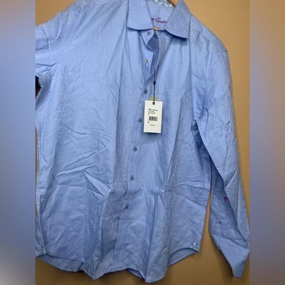 Robert Graham men’s XL Dress Shirt Blue Button Down Collar Long Sleeve - Picture 3 of 10